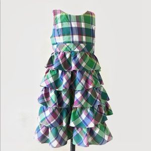 Ralph Lauren Plaid Madras Ruffle Dress Size 7